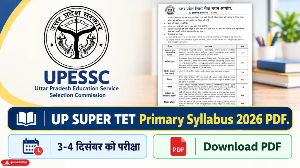 UP SUPER TET Primary Syllabus 2026 PDF